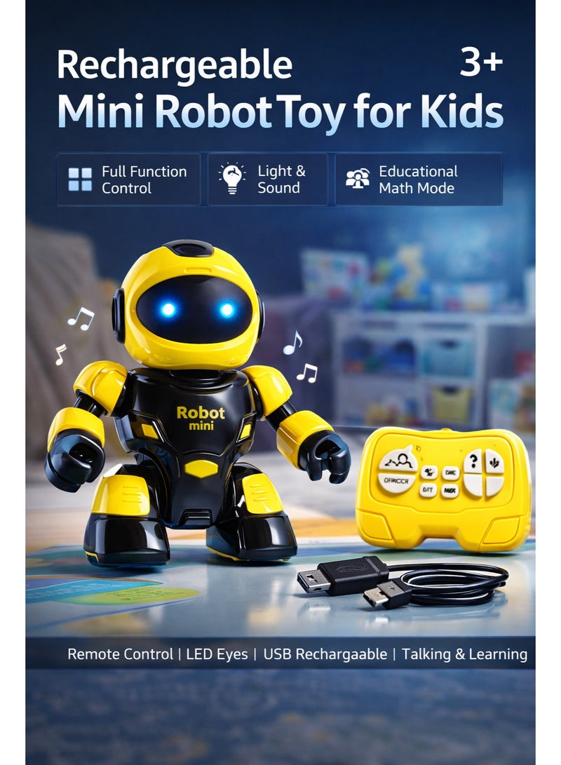 Smart Mini Robot Toy For Kids – Remote Control – Led Light & Sound – Usb Rechargeable - Image 3
